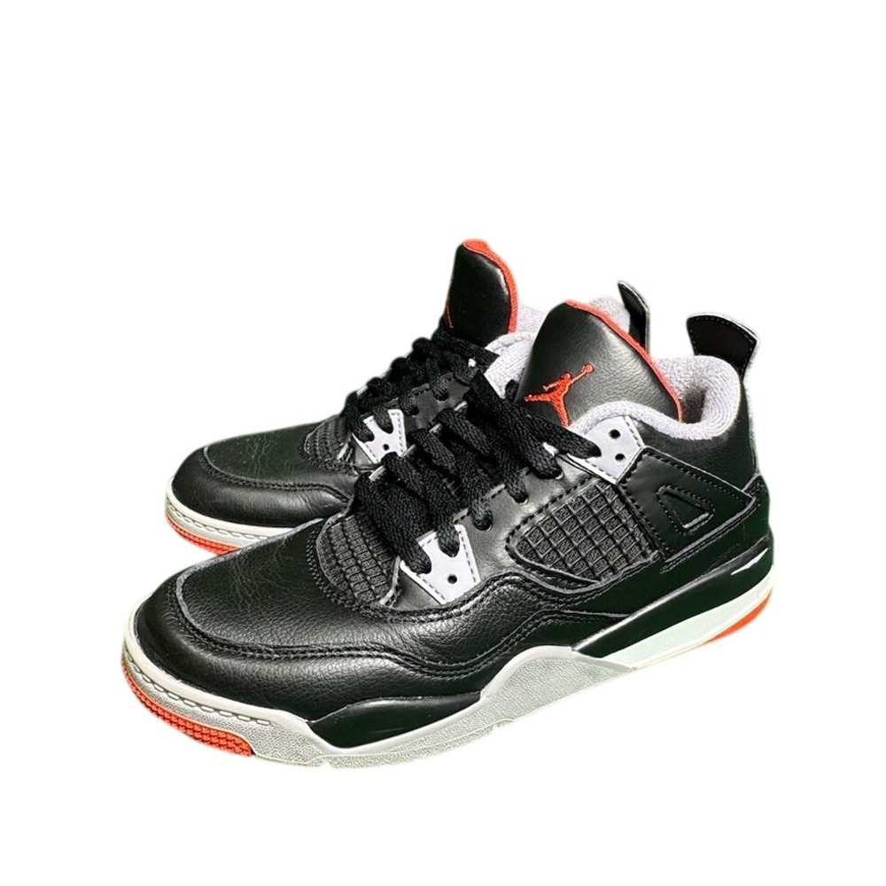 Air Jordan 4 Retro Bred Reimagined Black Fire Red Cement Grey BQ7669-006 Kids 2Y
